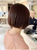 横浜タッセルボブショコラブラウン切りっぱなしボブショートボブ