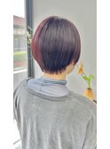 ブリーチなし暖色カラー髪質改善カラーチェリーレッド艶髪