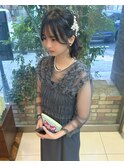 party style ハーフアップ 編み下ろし