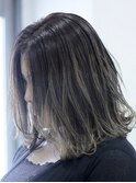 暗髪ハイライト×プラチナグラデーション