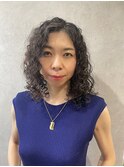 強めロブ外国人風ウェーブスパイラルパーマ