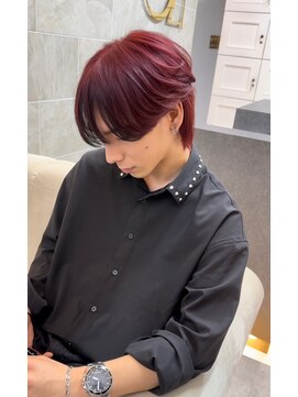 オズ 郡山桑野店(OZ) イメチェンハッシュカットフルバング似合わせレッドブラウン