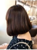 オレンジベージュ/内巻きボブ