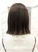 結べる長さ　切りっぱなしボブ　ココアブラウン　暗めカラー
