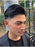 1526黒髪アッシュブラックツーブロック刈り上げ短髪ショート