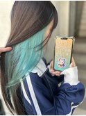 推しカラー×インナーカラー　エメラルドグリーン