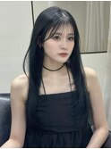 顔まわりレイヤー 艶カラー 暗髪 韓国風 髪質改善 福岡美容室