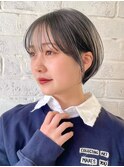 小顔ショート×グレージュ