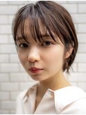 大人かわいい前髪セシルカットココアブラウンフリンジウェーブ