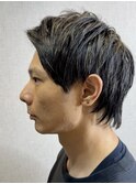 スパイキーショート×ダークアッシュ×白髪ぼかしハイライト
