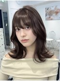 e44韓国トレンドミディアムレイヤーブリーチなしグレージュ