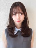 小顔ぱっつん前髪顔周りカットミディアムレイヤー10代20代30代