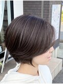ハイライト☆大人可愛いひし形ハンサムショートボブ前下がり
