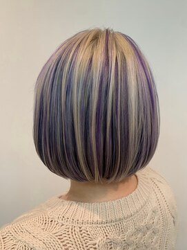 ロンドエニカ 大宮(Lond enika) ブリーチでペールパープル×ペールブルーデザインカラー　大宮