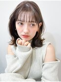 ホワイトグレージュミニウルフデジタルパーマチェリーブラウン