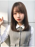 小顔前髪サイドバング顔周り内巻きミディアムレイヤーワンカール