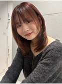 ワンカール/ミディアムレイヤー/暖色カラー/ブリーチなし/渋谷