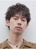 原宿メンズパーマルーズパーマシャドウパーマセンターパート緩め