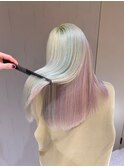 YU43_ミント×ピンク ブリーチ3回~