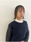 インナーカラーぱつっとボブ
