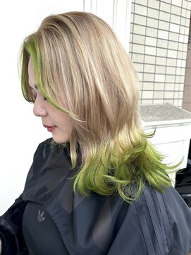 グラスペディア(graspedia) ミルクティー×ライムグリーン【広島派手髪】