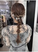 【実】結婚式ヘアセット編みおろしパーティーヘア セット
