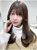 レイヤーカット/内巻き/ロングヘア/シースルー/サイドバング