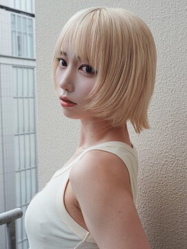 シオン(shion) ボブブロンドホワイトベージュ顔周りレイヤー_F31200