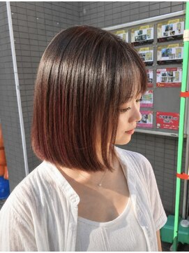 アッシュ 川崎店(Ash) ボブ グラデーションカラー ブラウン チェリーレッド