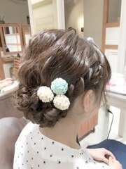 ゆるふわ　ヘアセット　卒業式　浴衣