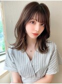 前髪パーマ/セミウェットウェーブ/オリーブカラー/大人かわいい