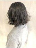 カーキブルージュボブ_セミウェットウェーブ_ba269631