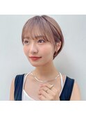 透明感グレージュカラー×束感ショート×小顔矯正立体カット