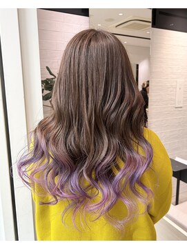 ステア ケース(stair case) 裾カラー/ムラサキxピンク