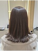 表参道酸性ストレートパーマ艶髪セミロングレイヤーベージュ40代