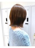 Say.外ハネボブ切りっぱなしボブオリーブグレー暗めカラー表参道