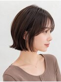 レイヤーショートボブ小顔外ハネスタイルグレージュ