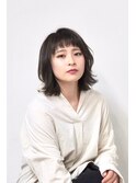 ナチュラルグレージュショートバング