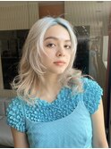 ブルー×ホワイト ペールカラー ブリーチ必須