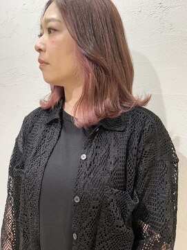 アジールヘア 池袋東口店(agir hair) ブリーチ2回~インナーピンクベージュシアーカラーセミディ池袋