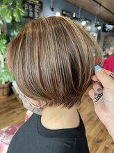 ロイズ ヘアデザイン アンド スパ(LOES) 白髪ぼかしハイライト×ミルクティーベージュ