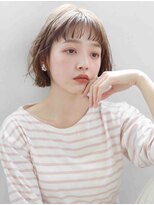 ヘアメイク アージュ 新宮店(HAIR MAKE age)&nbsp;ミルクティーベージュ　前髪あり　ボブパーマ　ニュアンス