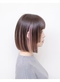 切りっぱなしボブ#ブリーチ#ピンク#インナーカラー#浜松#浜北