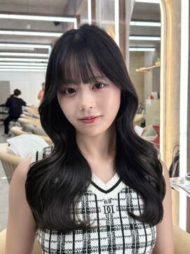 レイヤーカット/黒髪/ネイビー/ブルーブラウン/韓国巻/立川