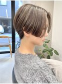 30代40代ショートハイライト/ハンサムショート/前髪なしショート