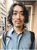 メンズニュアンスパーマミディアムボブウルフ