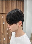 メンズフェザーパーマセンターパート刈り上げニュアンスパーマ