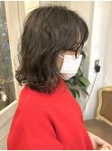 大人クールなハードパーマくるくるスパイラルミディ梅ヶ丘美容室