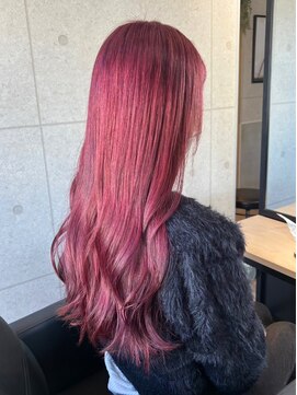 スターズ 川越店(STARS) ピンクカラー　カシスピンク　艶感　ロング　10代20代