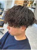 波巻きパーマメンズパーマメンズヘアツーブロックツイストパーマ